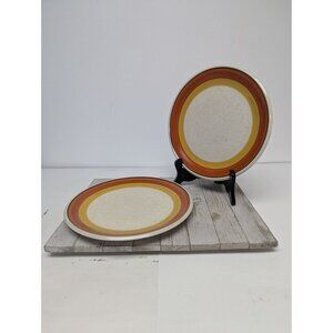 Imperial W. Dalton Stoneware Dinner Plates Set of 2 Speckled Tangerine Vintage